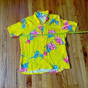 Vintage Islander Hawaiian Floral Hibiscus Fun Funky Indie colorful polo Shirt